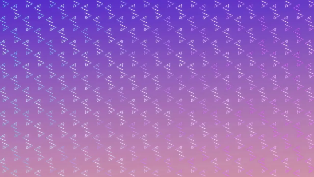 Animation of grid pattern of repeated triangles and lines moving on purple background