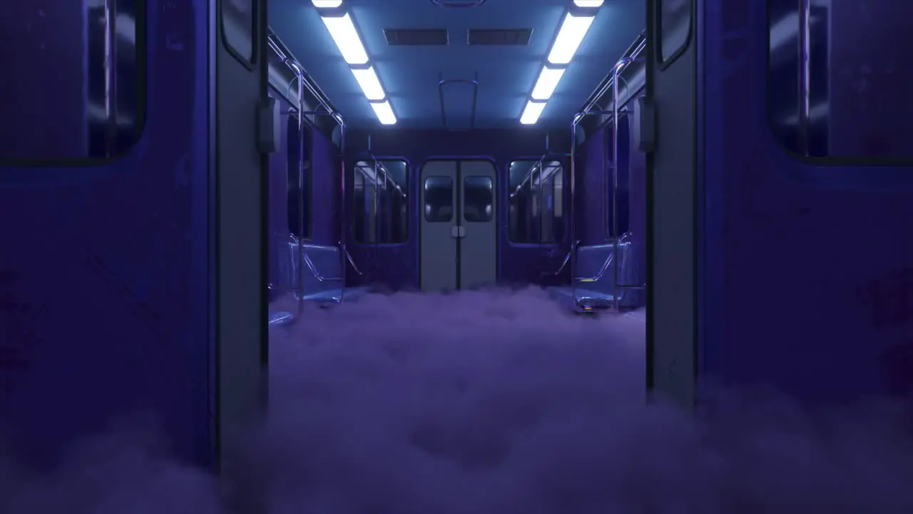 Mysterious Subway Carriage Engulfed in a Foggy Haze 3D Animation