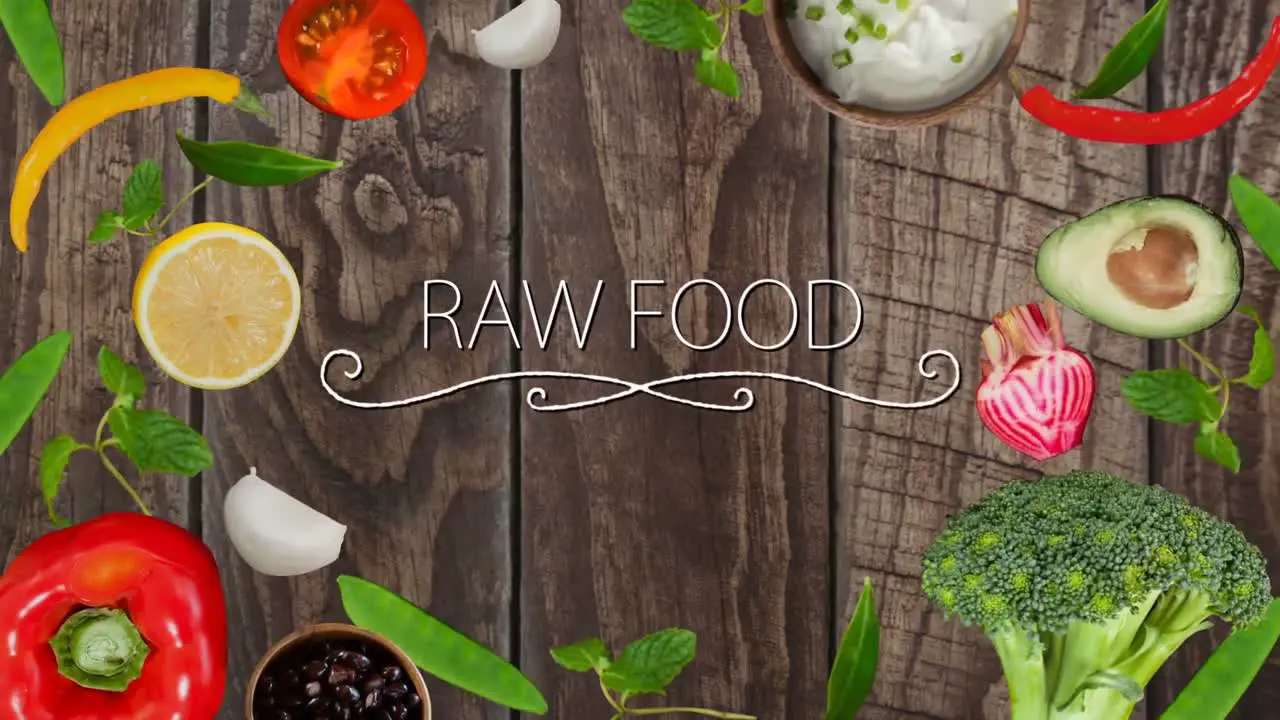 Digitally generated video of raw food 