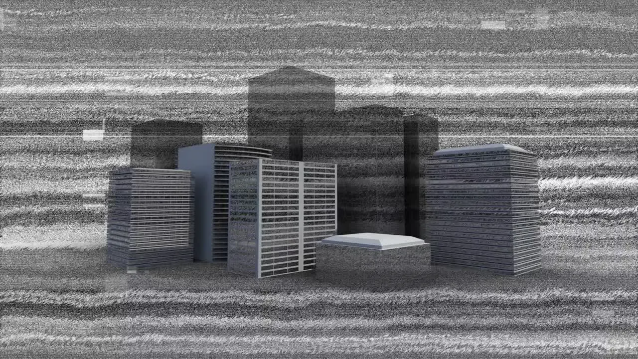 Monochrome static and buildings