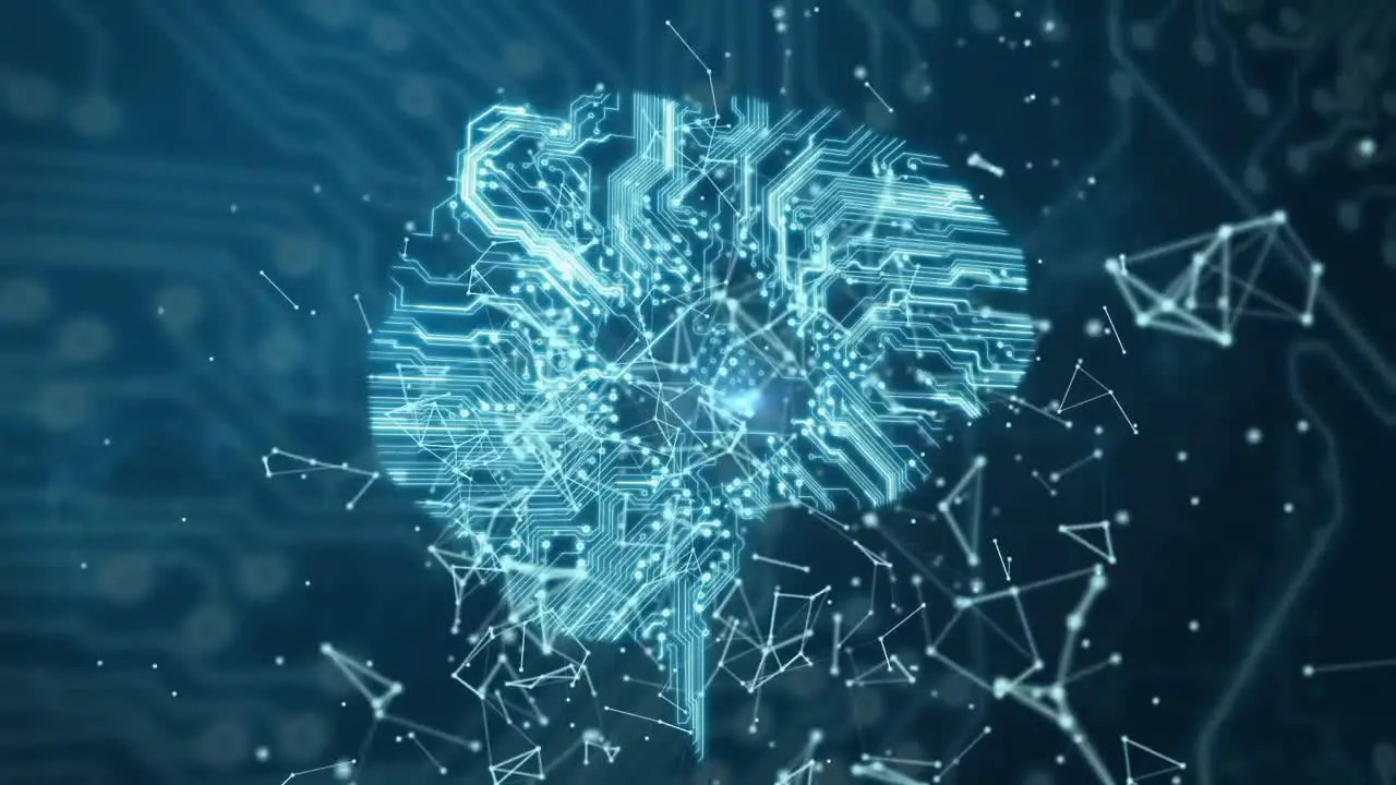 Circuit board texture with polygonal connecting dots and lines 