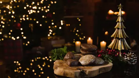 Christmas At Home With Traditional German Christmas Lebkuchen On Table