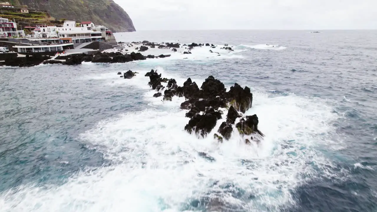 drone view Rocky cliffs Coast in Madeira Portugal