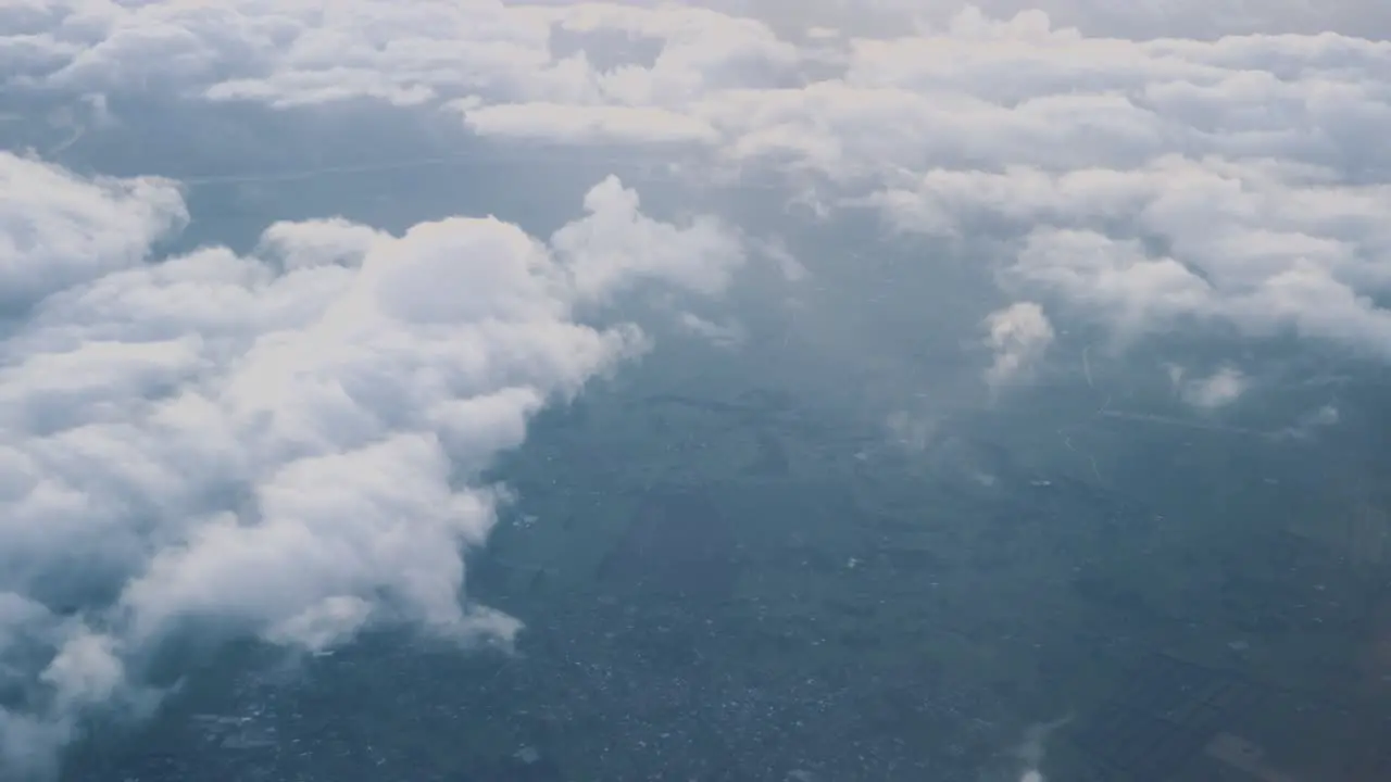 Aerial view white clouds in blue sky