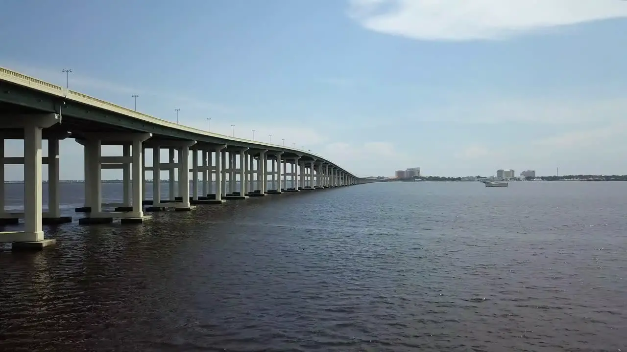 Side view under looking a bridge in Ocean Springs Mississippi