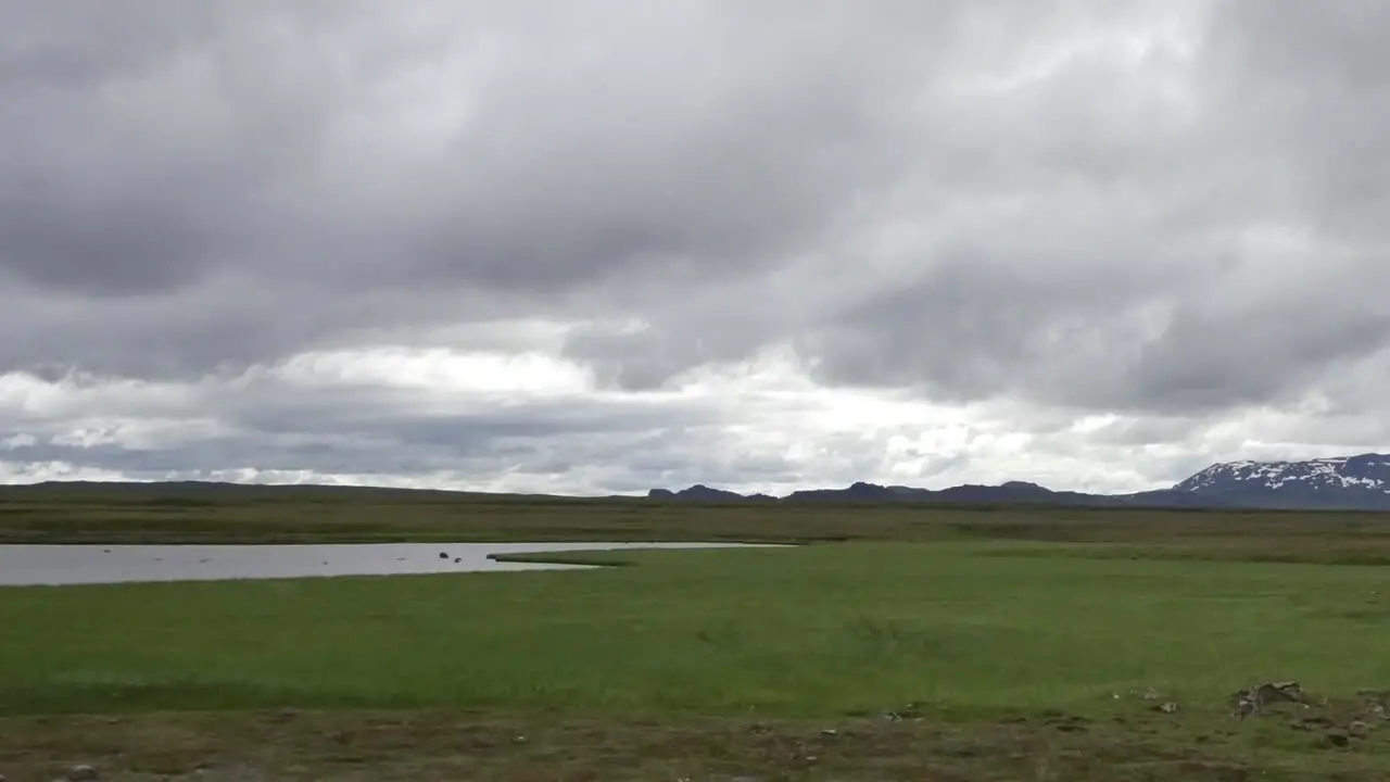 Iceland Plain Under Cloudy Sky Pan