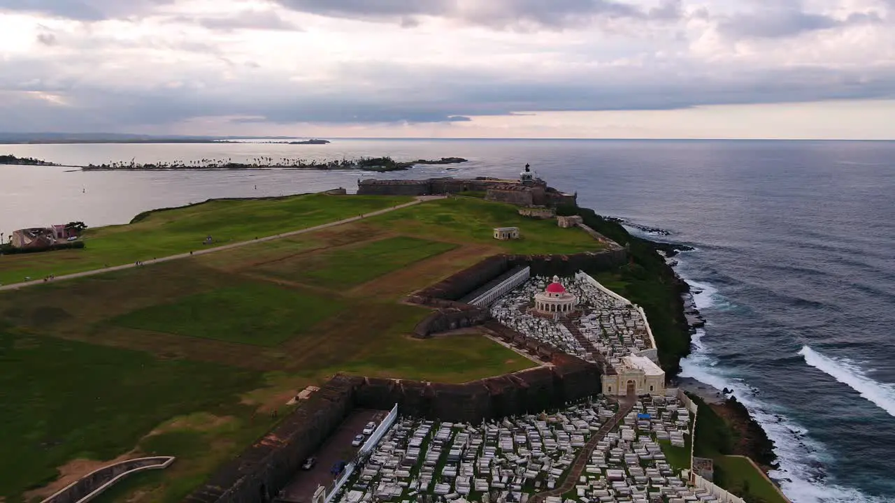 Flying over the cemetery near Los Morillos in Puerto Rico