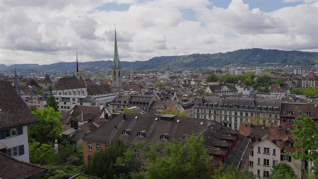 Panning view of Zurich Switzerland