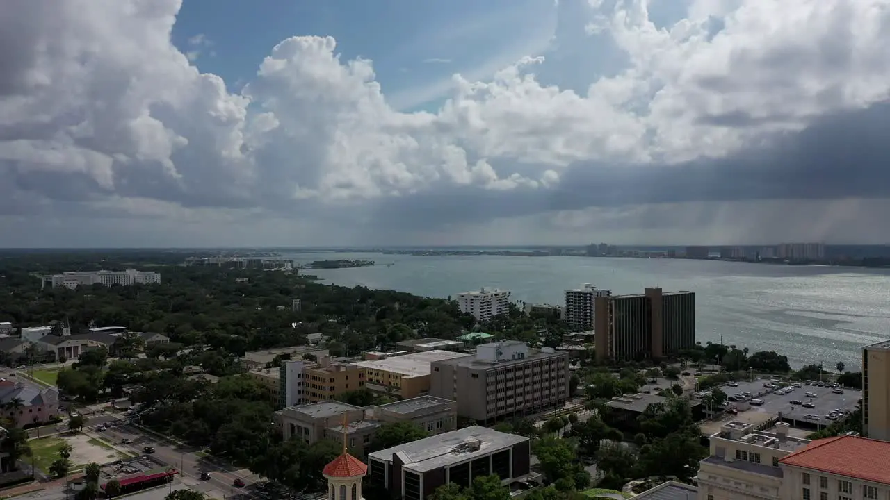 Downtown Clearwater with lots of clouds and Gulf view