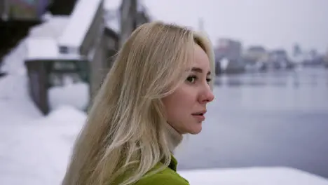 Woman sitting on the dock outdoors