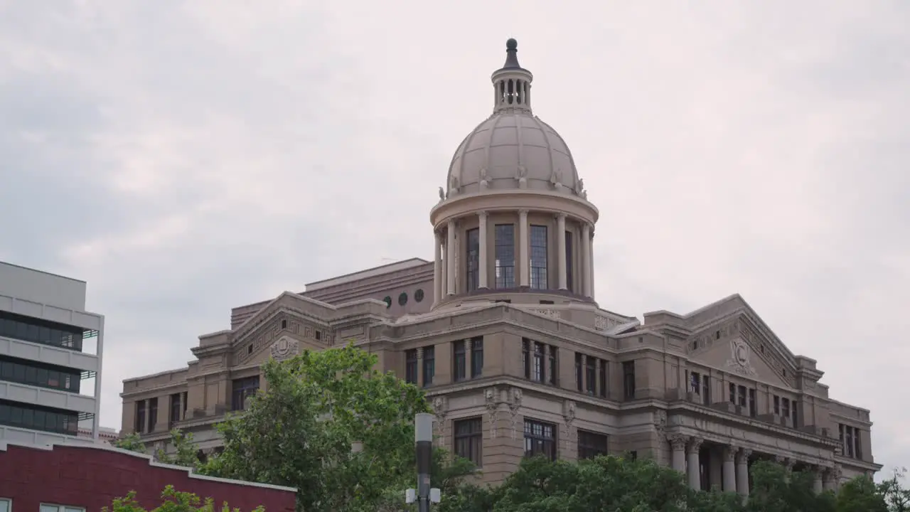 Establishing shot of the 1910 Harris County courthouse in Houston Texas