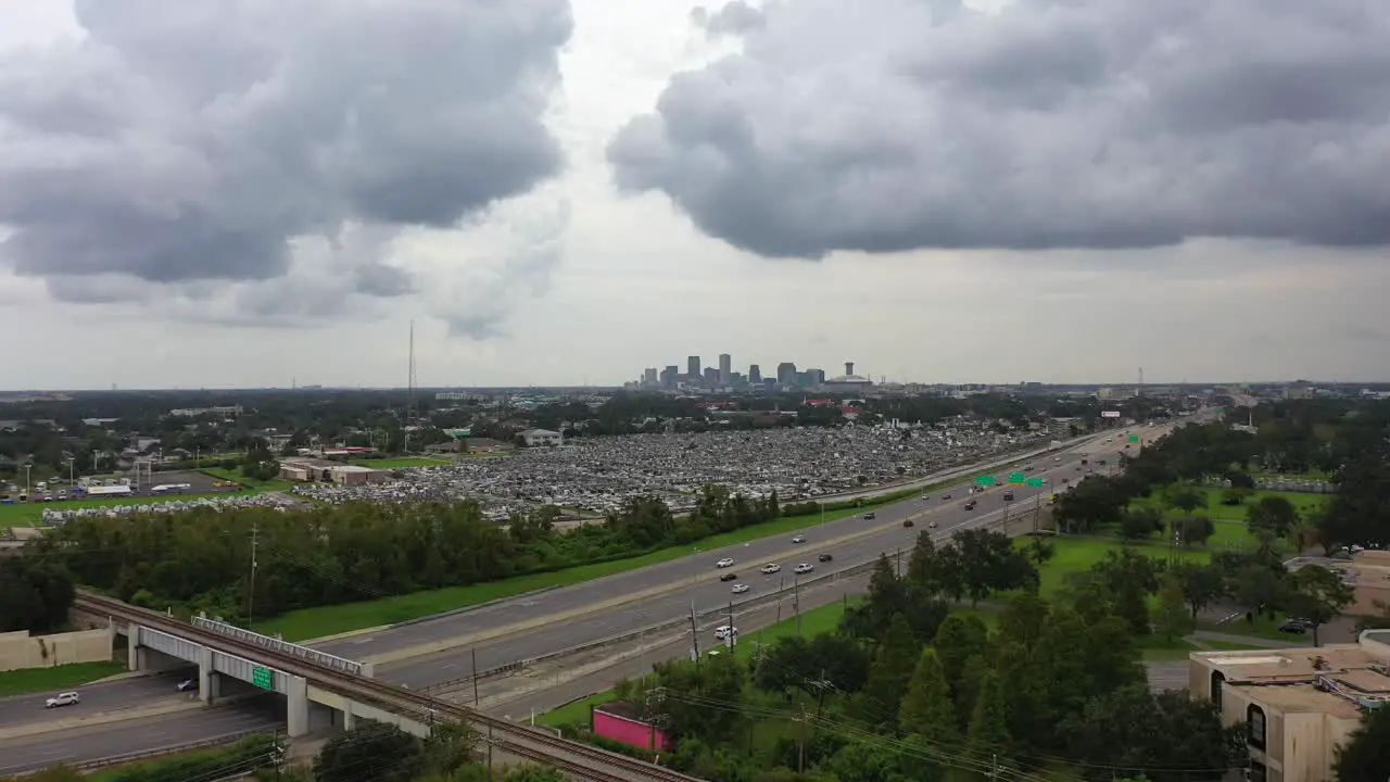 Aerial view of cemeteries in New Orleans