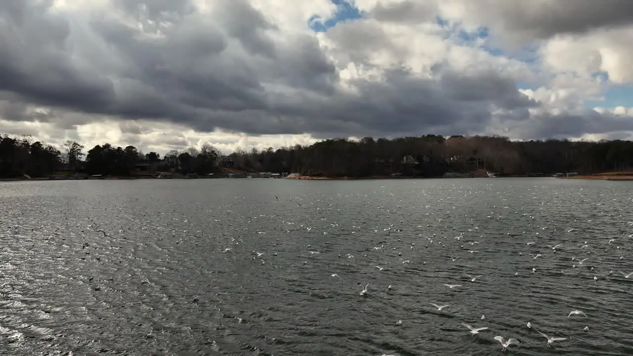 Drone view of Lake Lanier in Cumming Georgia