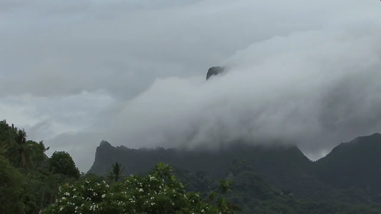 Cloud covers mountain peak