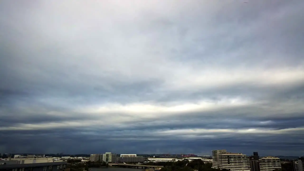 Cloudy day time lapse over Sydney Airport before the rain and storm