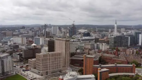 Drone Shot Flying Over Buildings In Birmingham City Centre 02