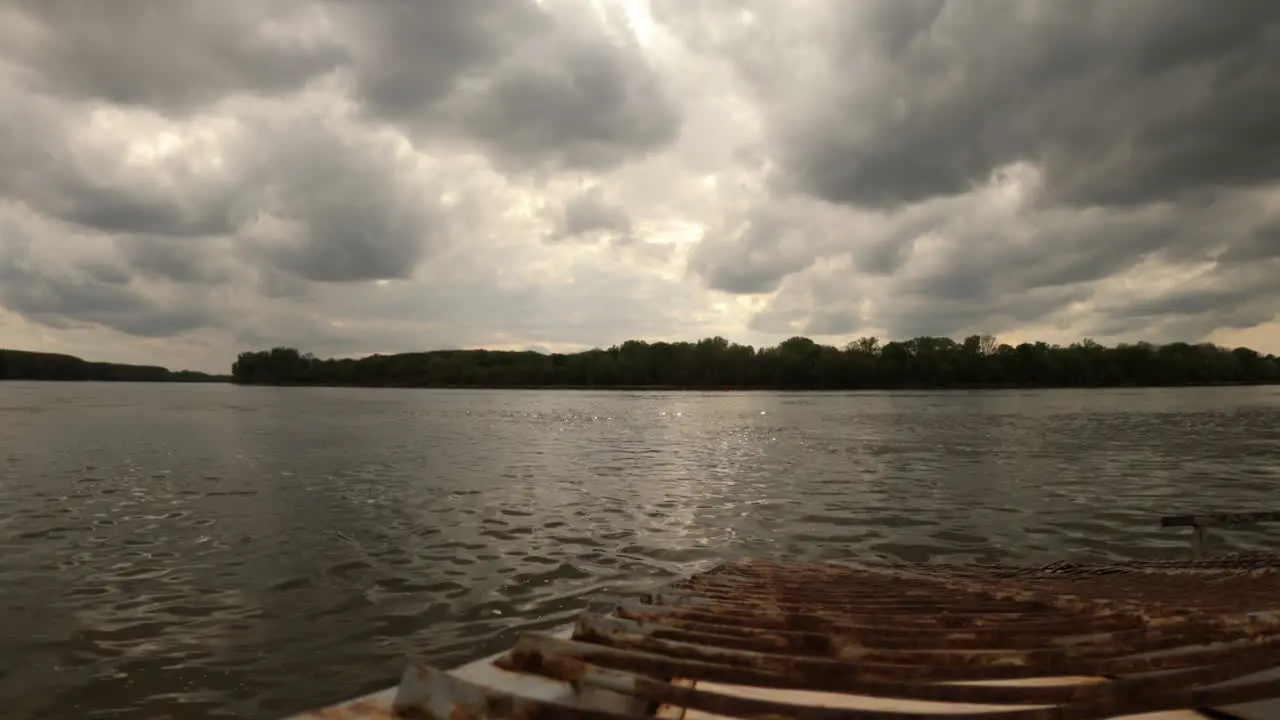 Time lapse footage of clouds over Danube River in town of Apatin in Serbia