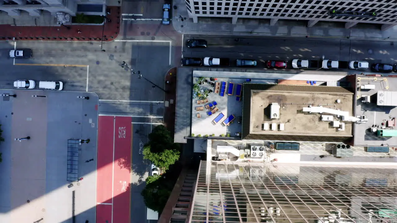 Bird's eye drone shot of patio party in Providence RI