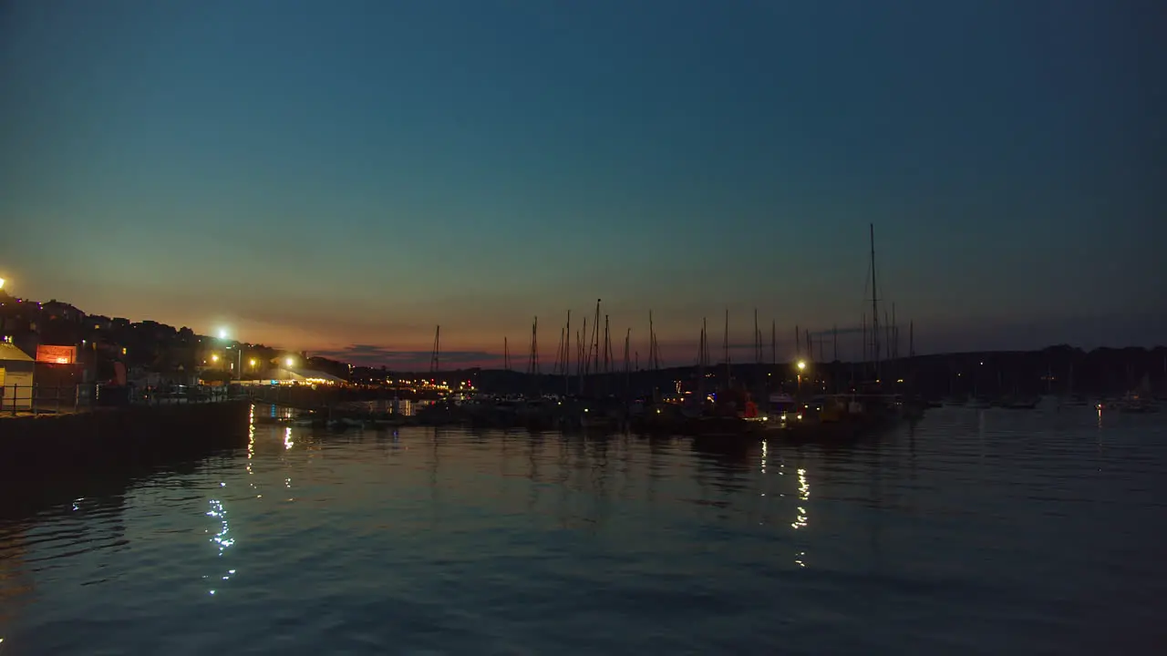 Boats Moored In The Falmouth Harbour At Night In Cornwall England United Kingdom