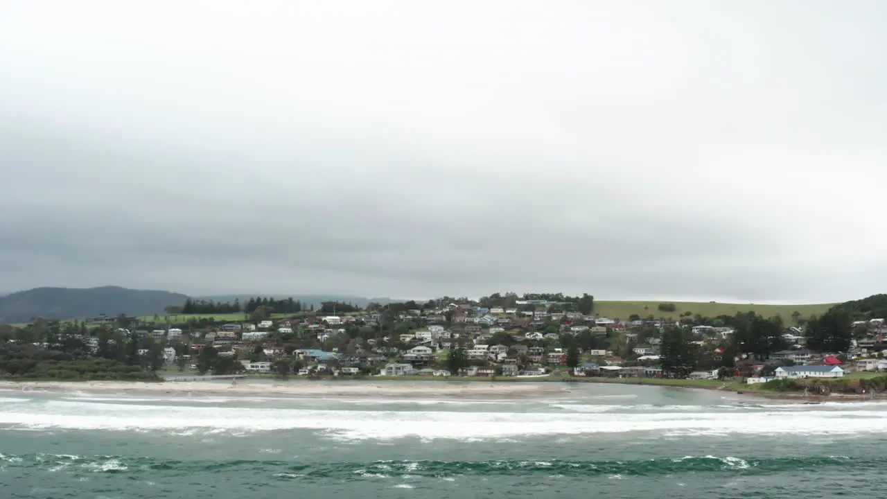 Aerial drone shot of Gerroa on a stormy day in the south coast of New South Wales Australia