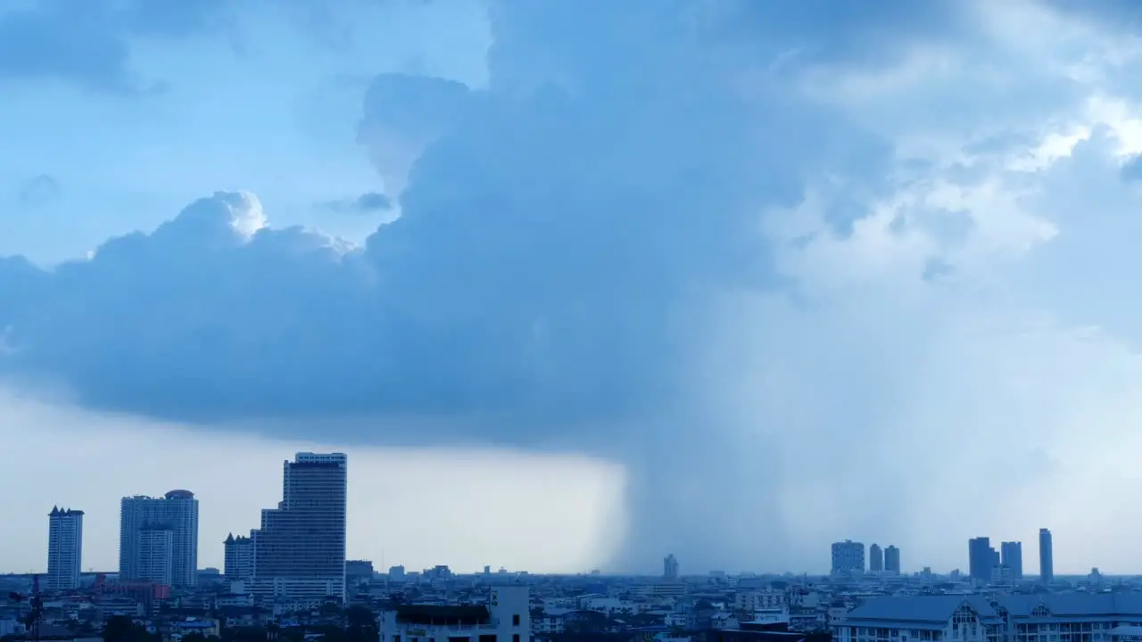 Timelapse of a Rain Cloud forming over a city with buildings