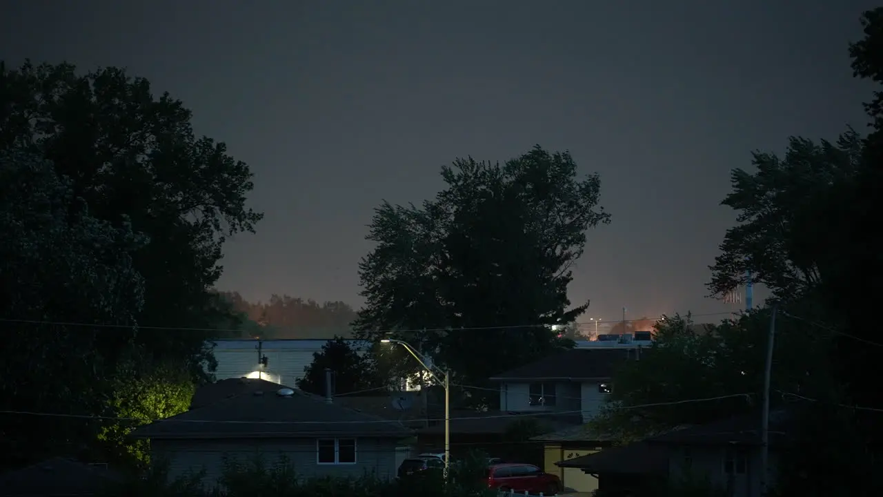 Thunderstorm over a residential neighborhood