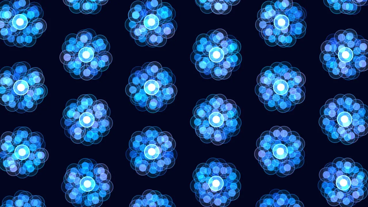 Radiant blue flower pattern on black background a glowing floral delight