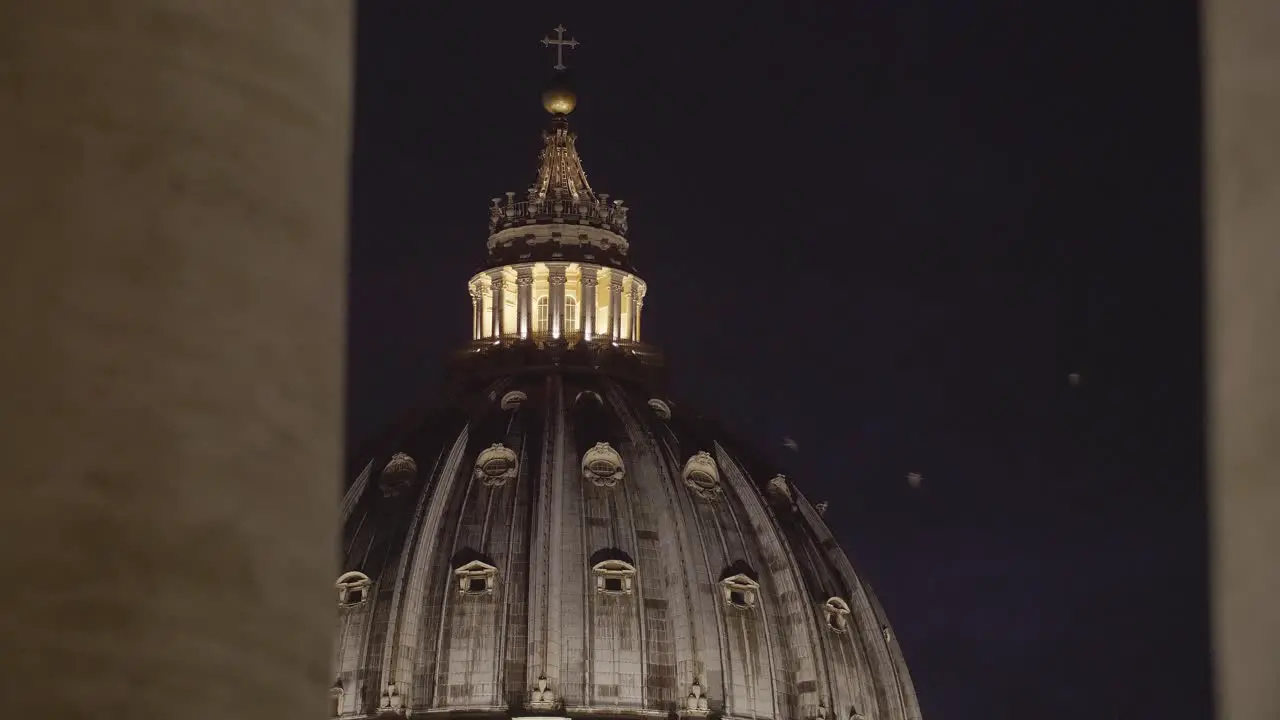 Vatican Dome Lit Up At Night