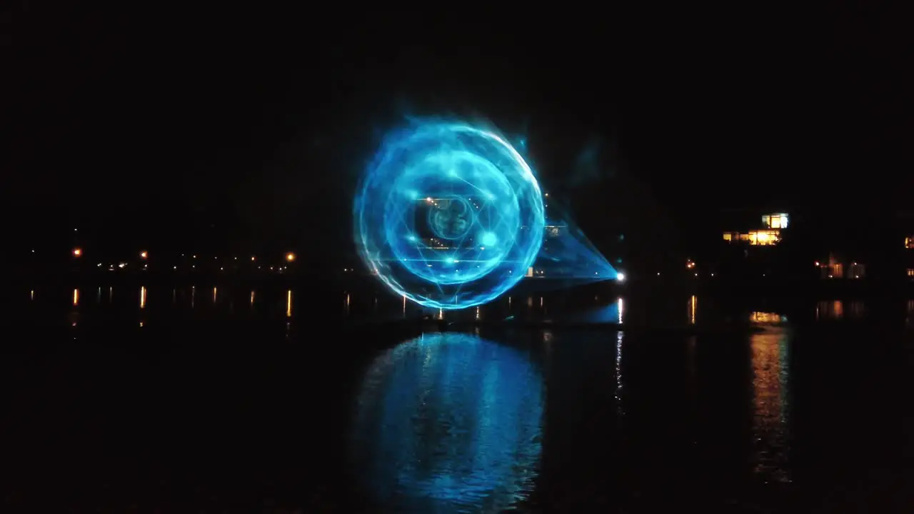 animation projected above lake glow festival 2022 Eindhoven high tech campus