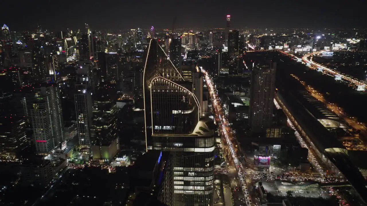 Bangkok Skyscrapers and Station At Night