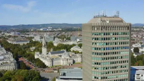 Drone Shot Flying Past Capital Tower In Cardiff Long Version