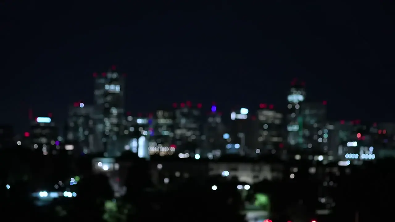 Bokeh Lights From Buildings At Night In Denver City Colorado USA