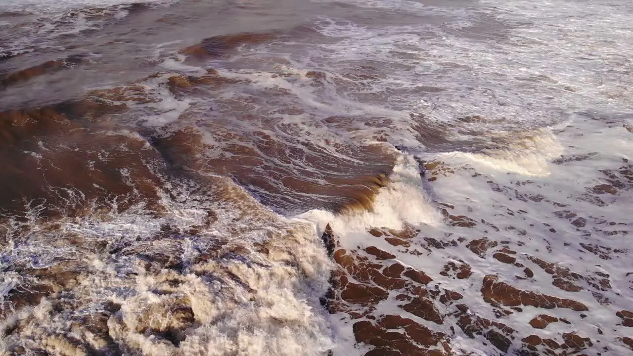 Surfer Hit By Huge Waves At The Sea Of Katwijk aan Zee In South Holland Netherlands