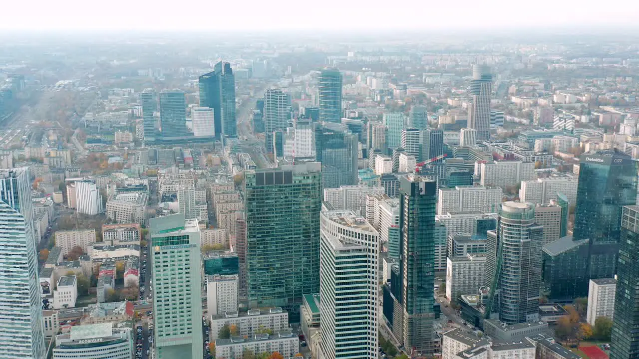 Warsaw Business Center Skyscappers Aerial Drone Poland