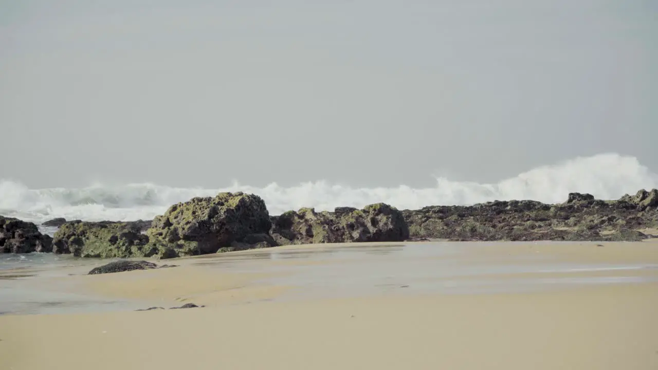 Nature Sea Ocean Shore Stones Rocks Waves Big Waves Waves Crash Sand Seaweed Wind Sunny Daylight Steady Shot 4K