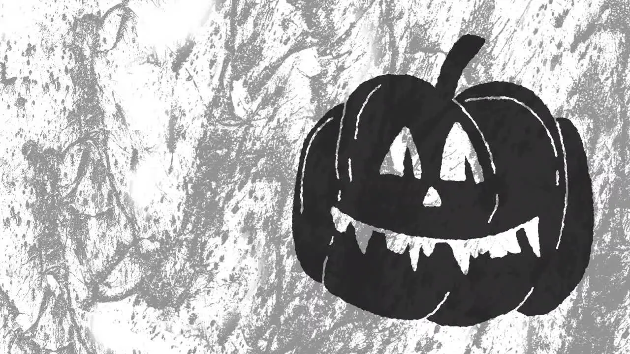 Animation of halloween jack o lantern on moving grey background