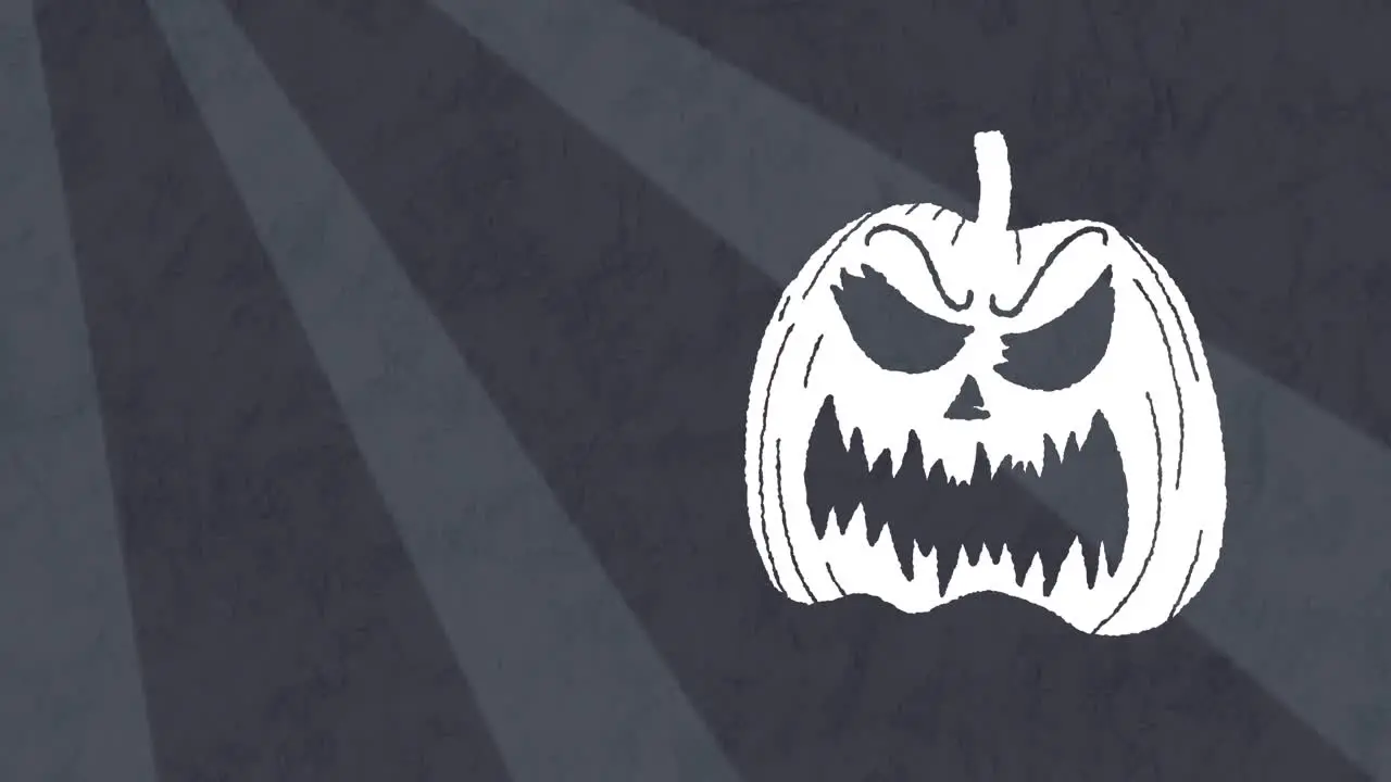 Animation of pumpkin over stripes grey background