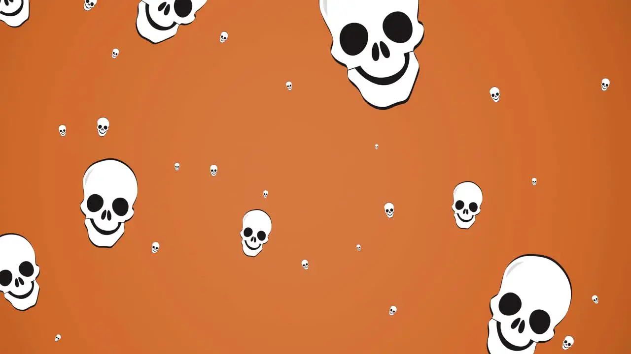 Animation of falling skulls on orange background