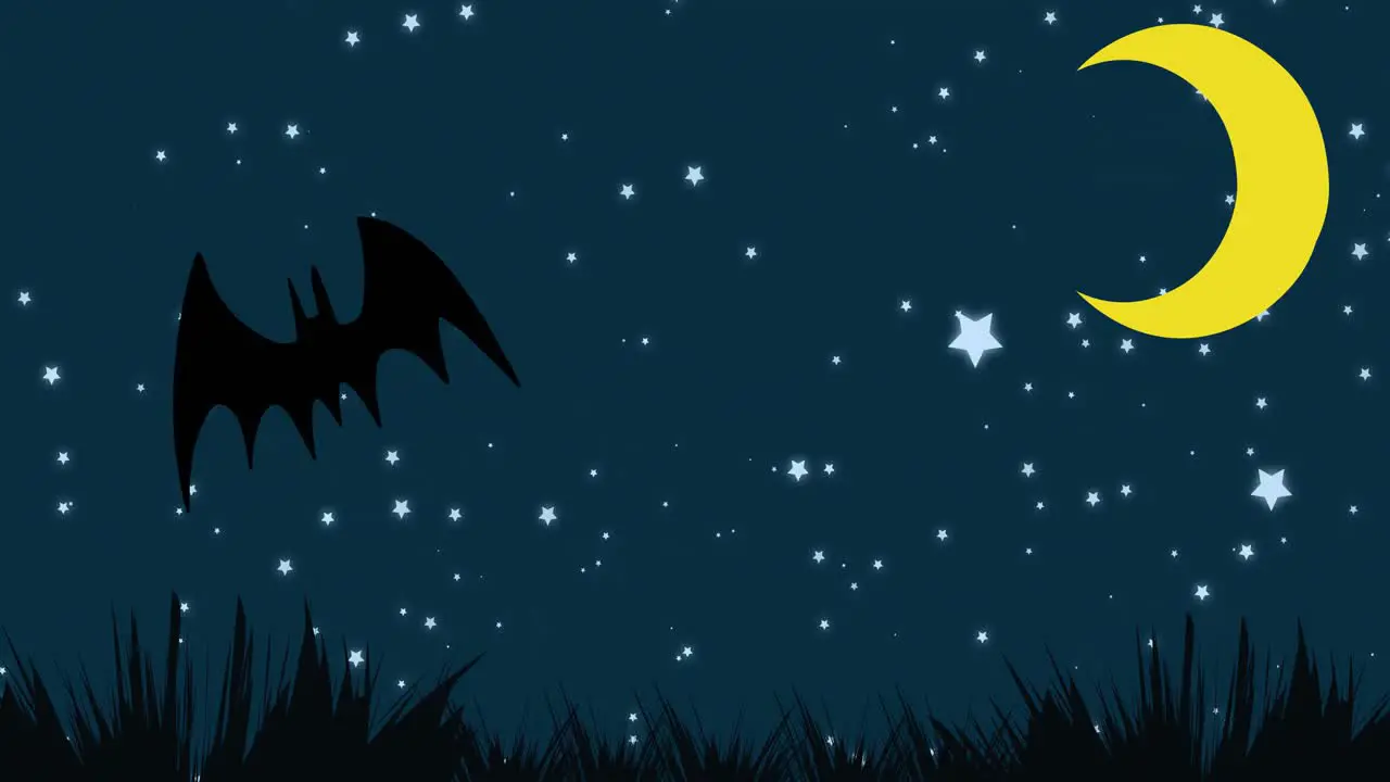 Animation of flying bat over night sky