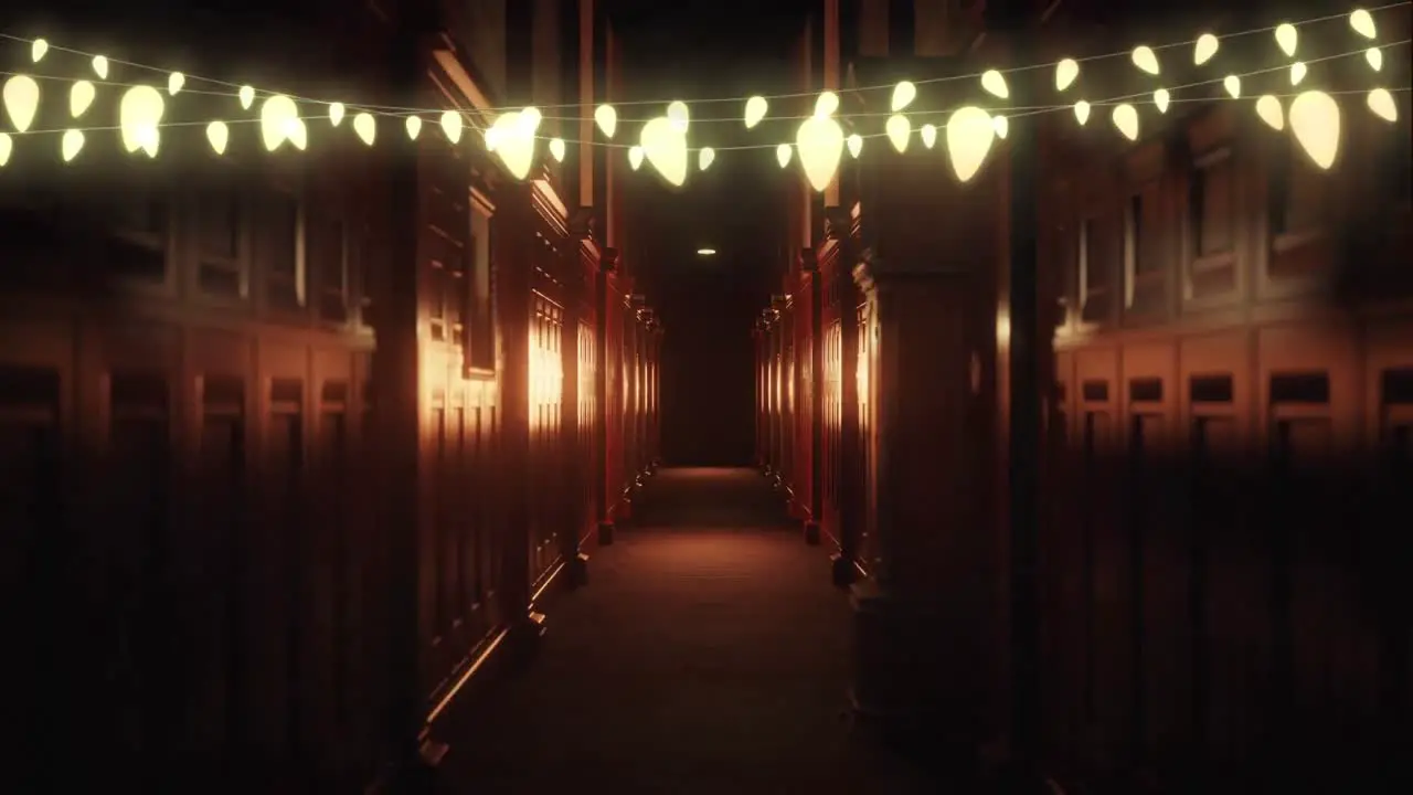 Animation of lights over scary narrow corridor