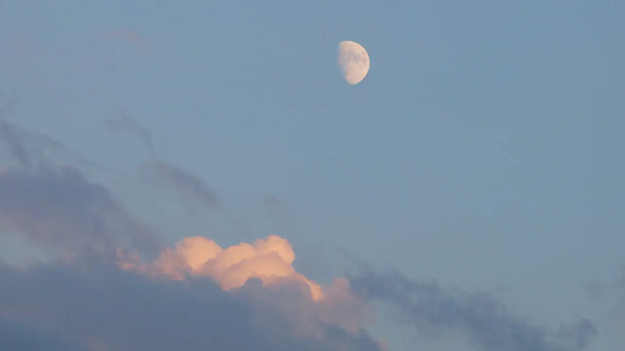 Timelapse of Half-moon early in the evening