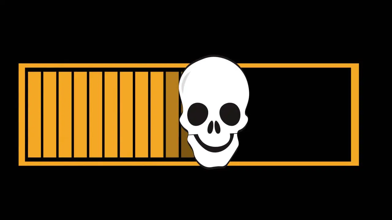 Animation of loading bar with skull on black