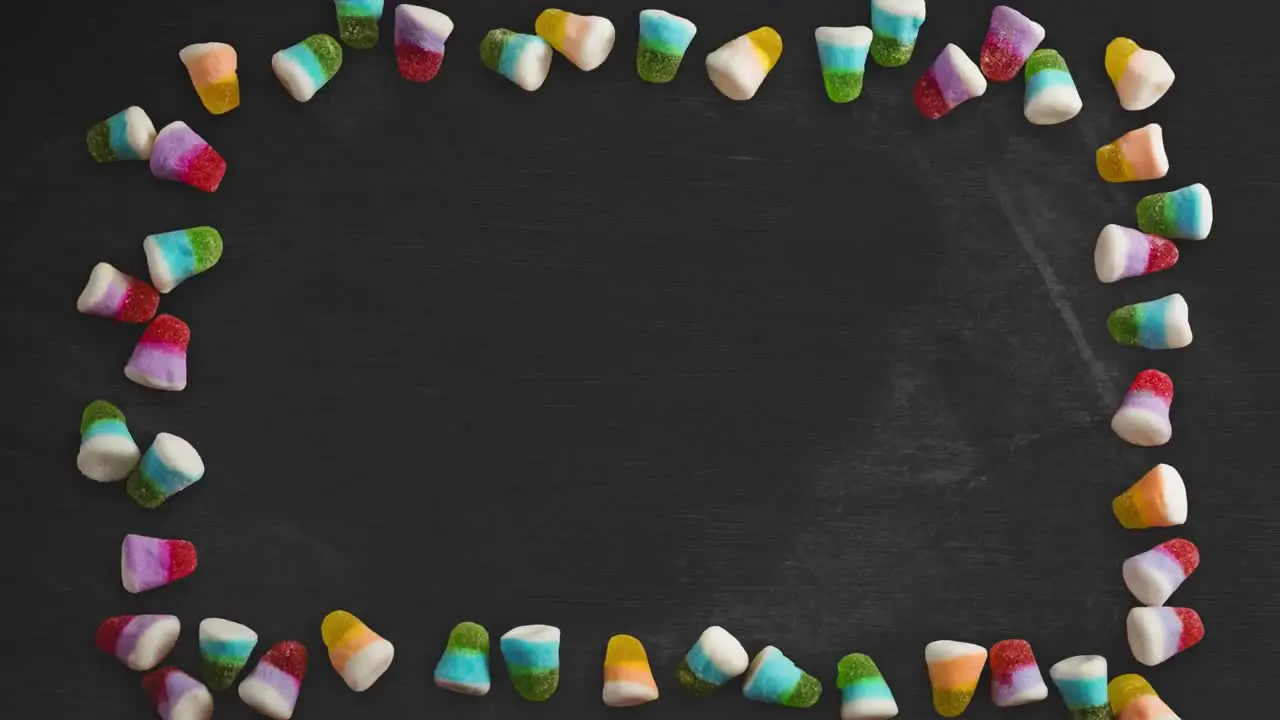 Animation of halloween jelly candy over black background