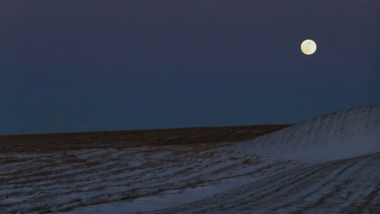 Super Moon over top of a snowy field