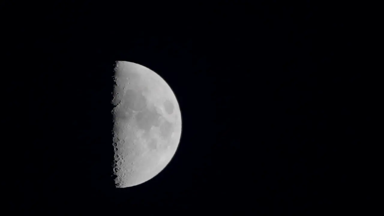 First Quarter Moon Half Moon Rising At The Night Sky