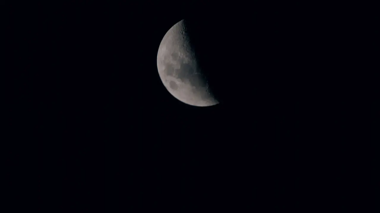 Last Quarter Moon Moving At The Night Sky