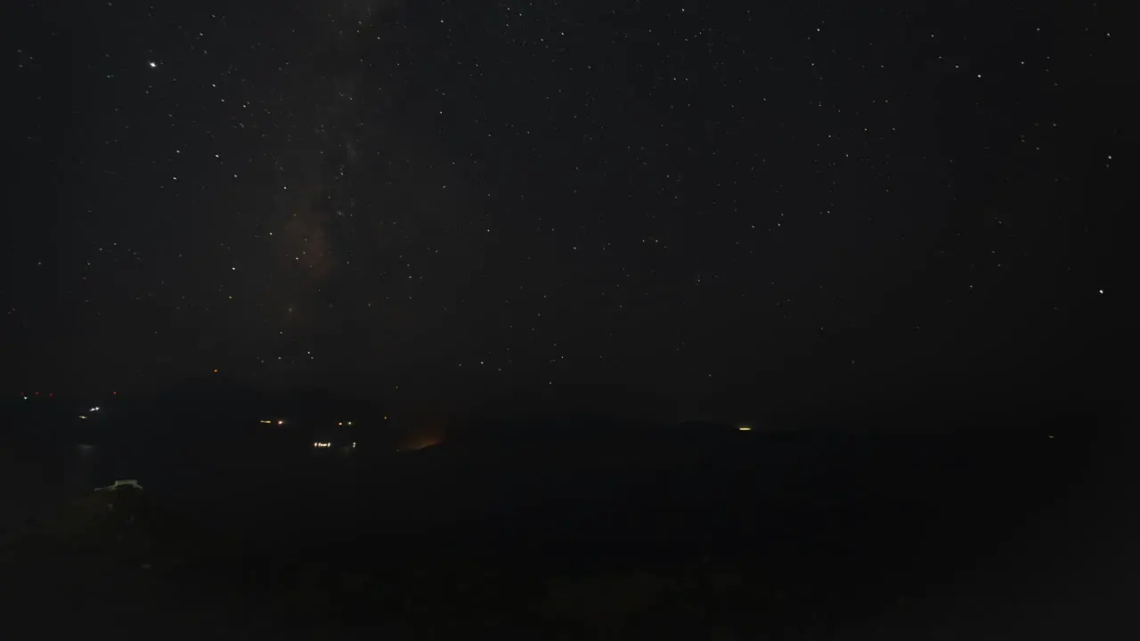 Time Lapse of Moon going down behind Ocean Horizon at Night with Milky Way