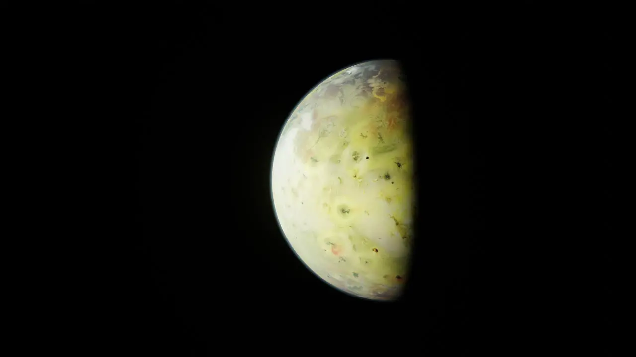 3D Animation of Io Jupiter's Moon in Pitch Black Space