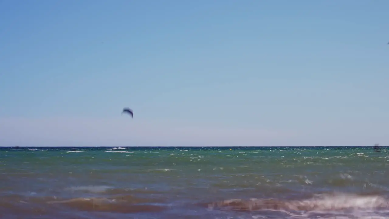 Time lapse of kite surfers on the Mediterranean