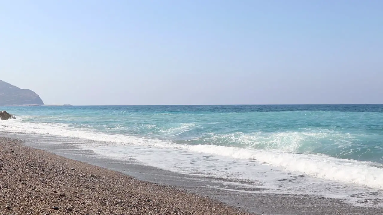 Sea Waves In Antalya Beach Mediterranean Turkey